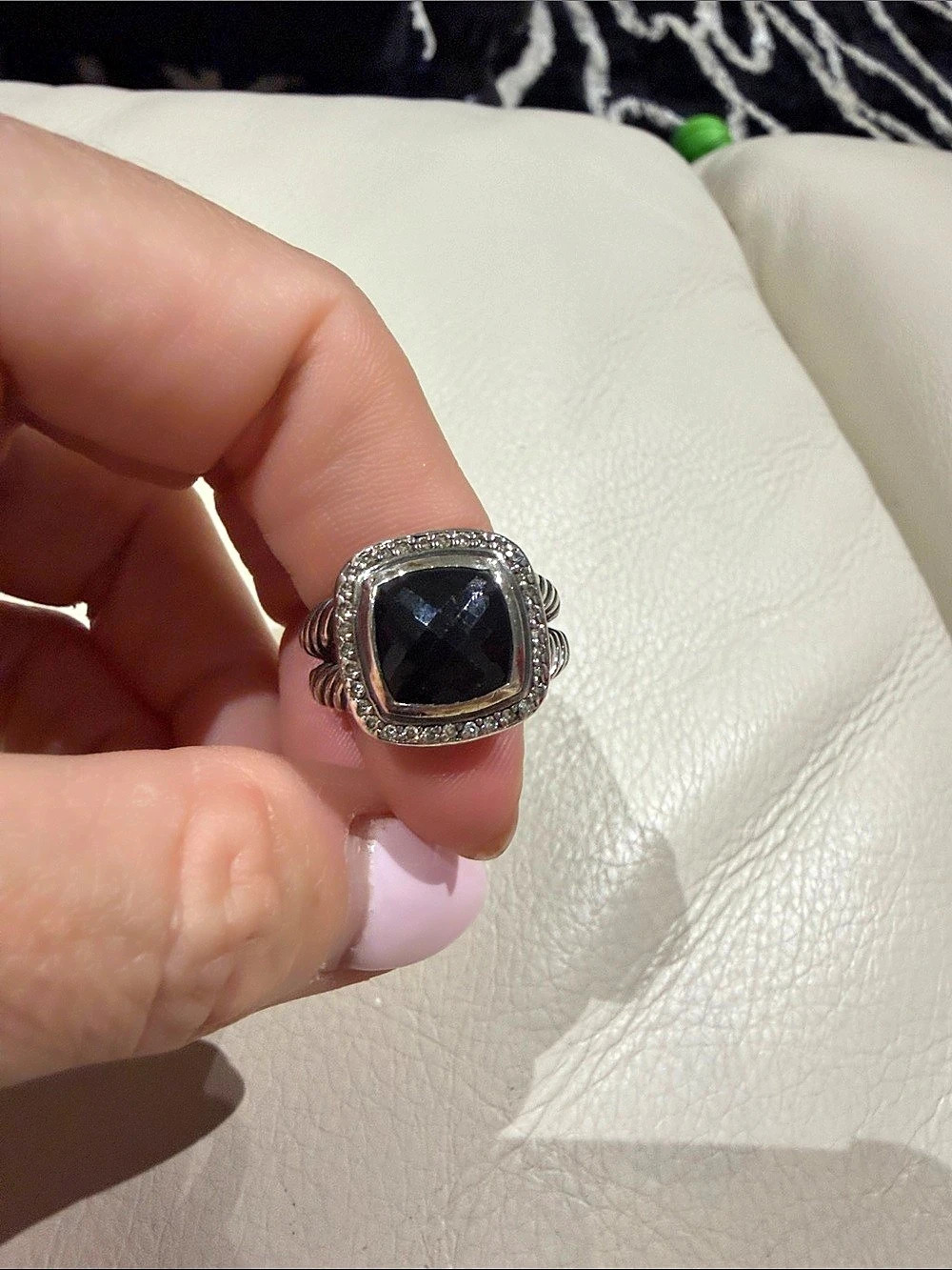 David Yurman diamond and Black
Onyx Silver & Black Statement Ring size 6